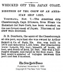Cheseborough Wreck in the New York Times